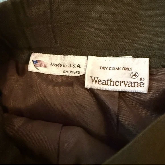 Vintage Weathervane Olive Green Women's Skirt Size 14 Made in USA - Picture 4 of 10